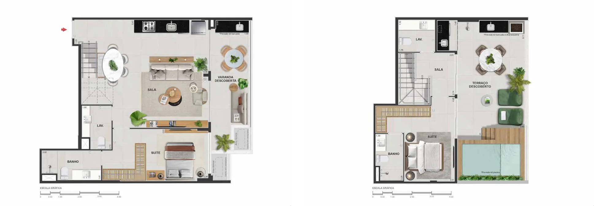Planta humanizada: cobertura duplex de 139 m² do Arc