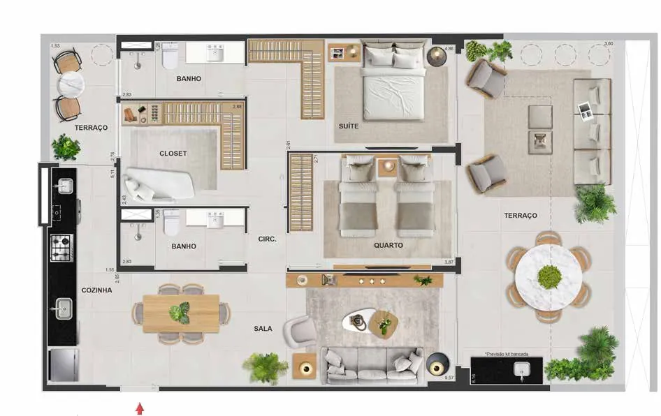 Planta humanizada: garden arc max, 116 m² do Arc