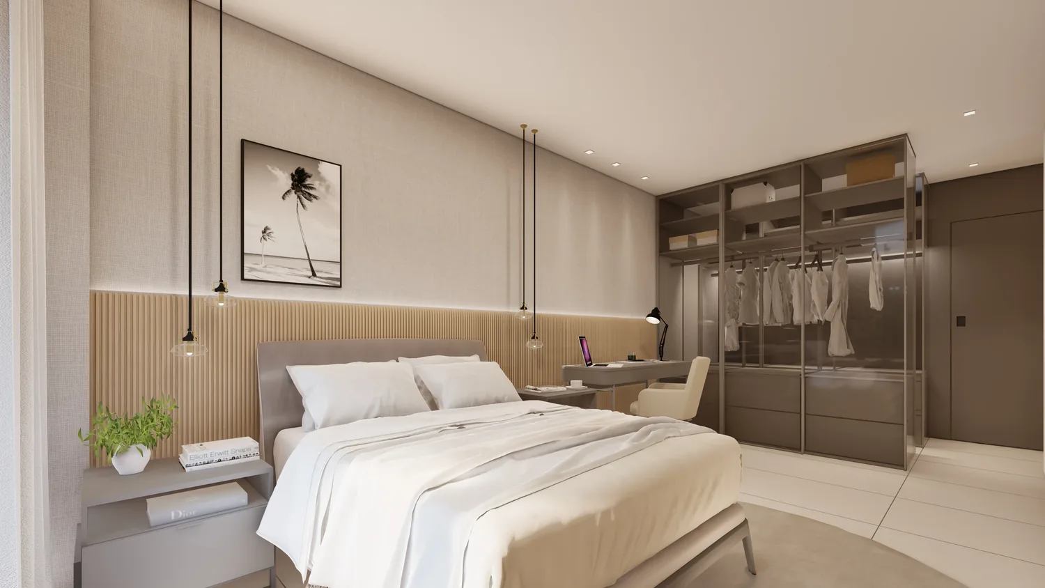 Quarto de apartamento com três suítes