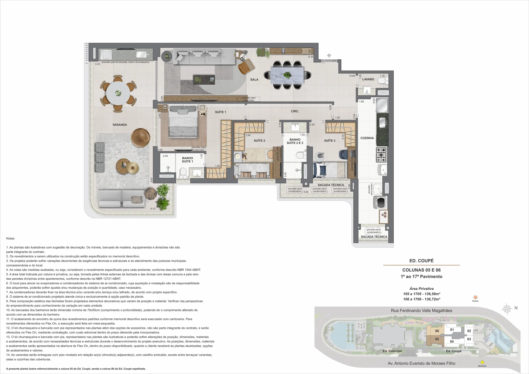 Planta humanizada: 3 suítes de 137 m² do Coupé Tower