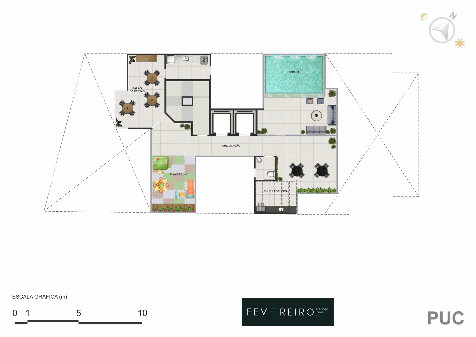 Planta humanizada: Rooftop: piscina, festas e churrasqueira