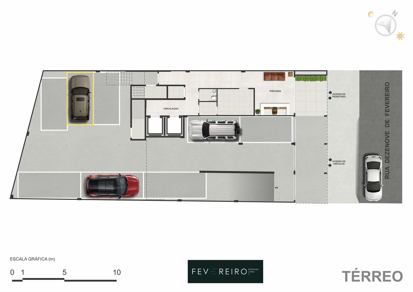 Planta humanizada: Térreo e garagem