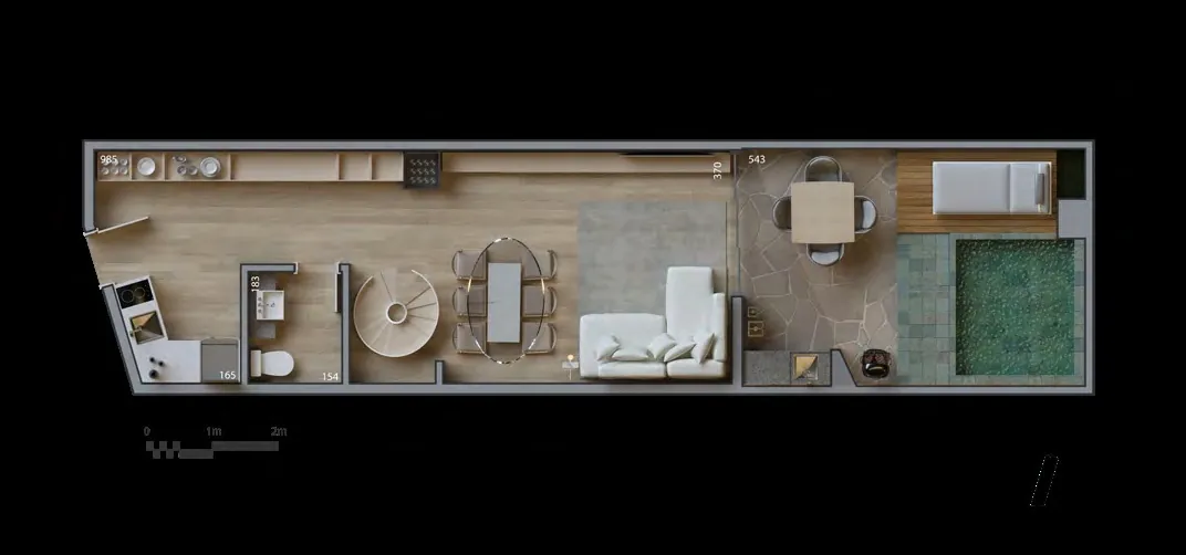 Planta humanizada: duplex garden de 2 quartos, 102 m² do Glória Del'Art