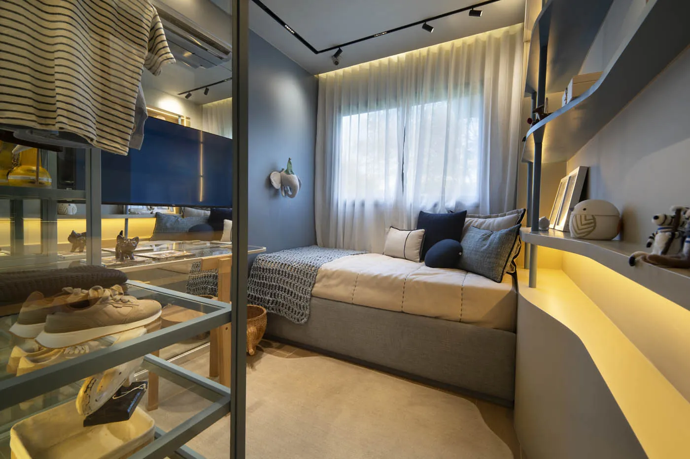 Um quarto do decorado de 3 quartos do In The Park