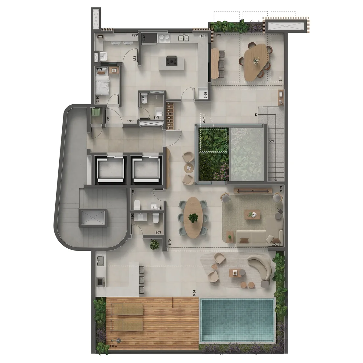 Planta humanizada: insigna penthouse · living