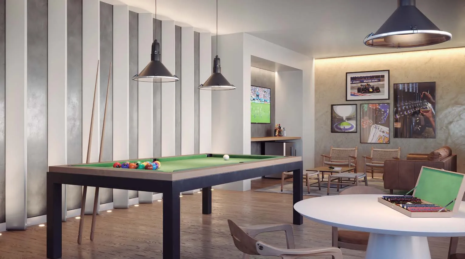 O snooker bar do Jardim da Barra, com mesa de sinuca