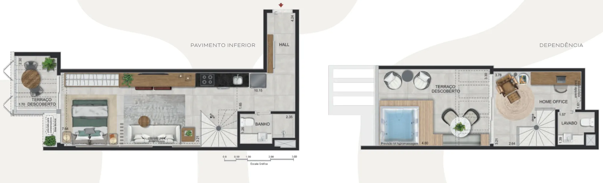 Planta humanizada: cobertura duplex de 80 m² do Oui