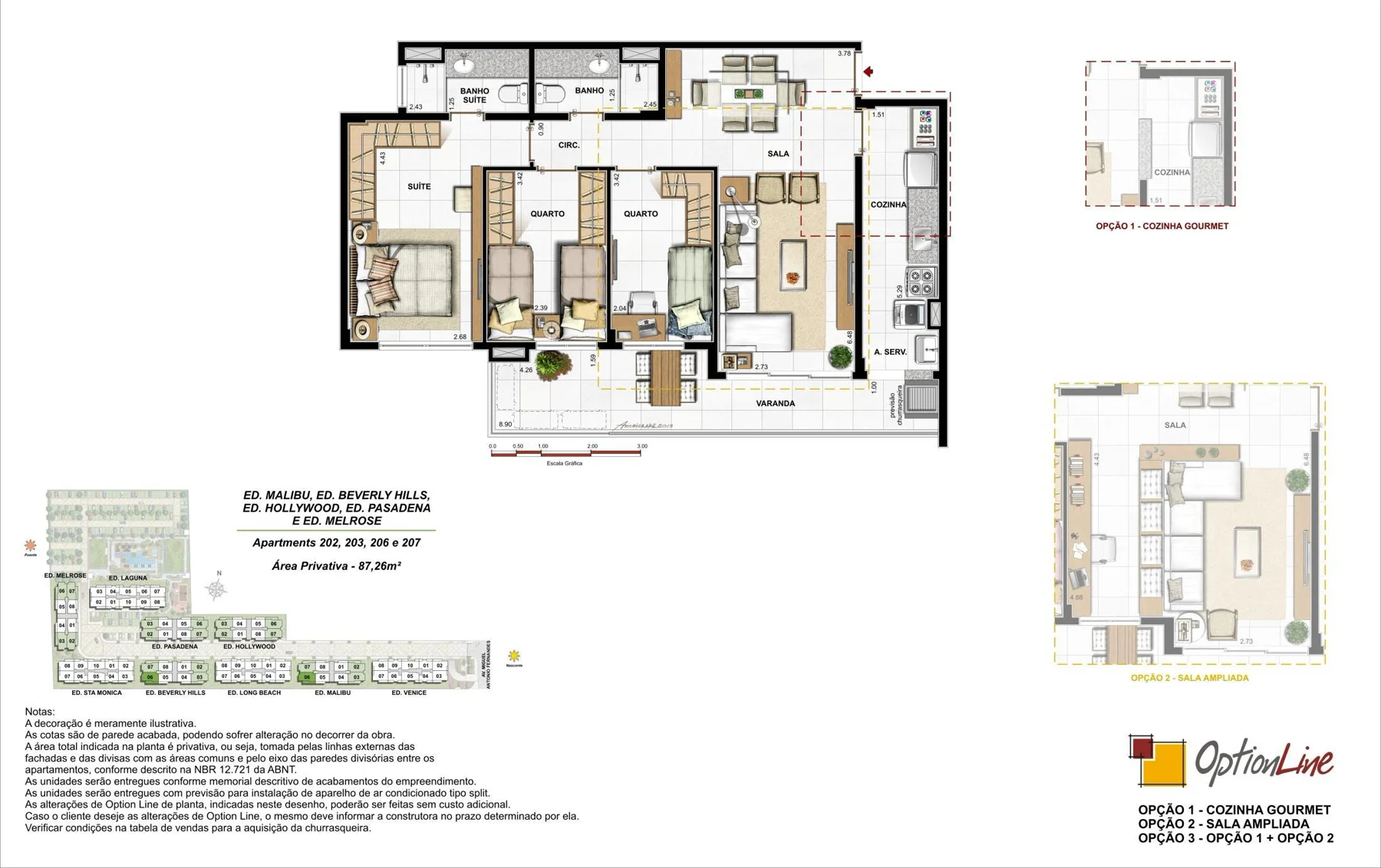 Planta: apartamento 3 quartos