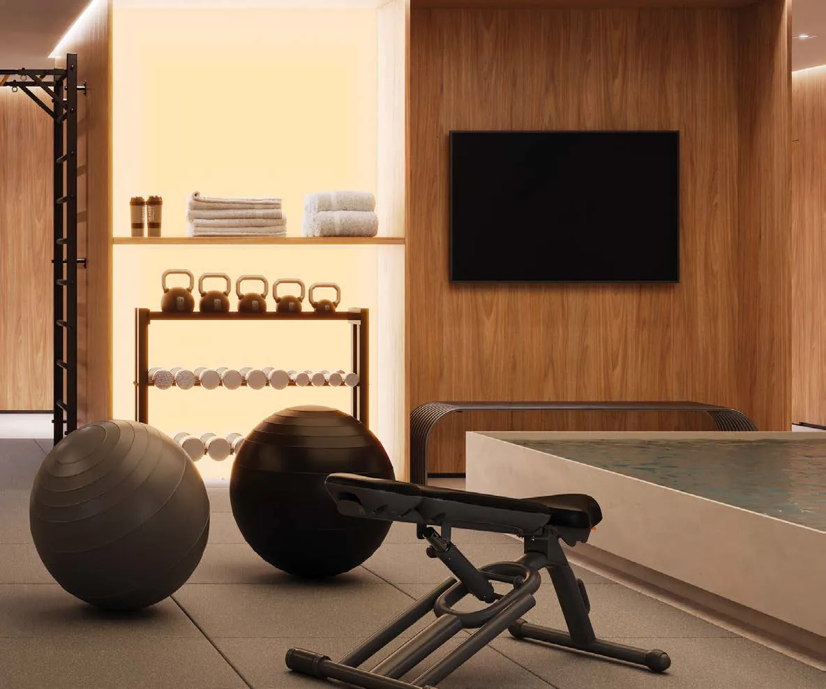 O espaço fitness do Riô, com equipamentos de treino funcional