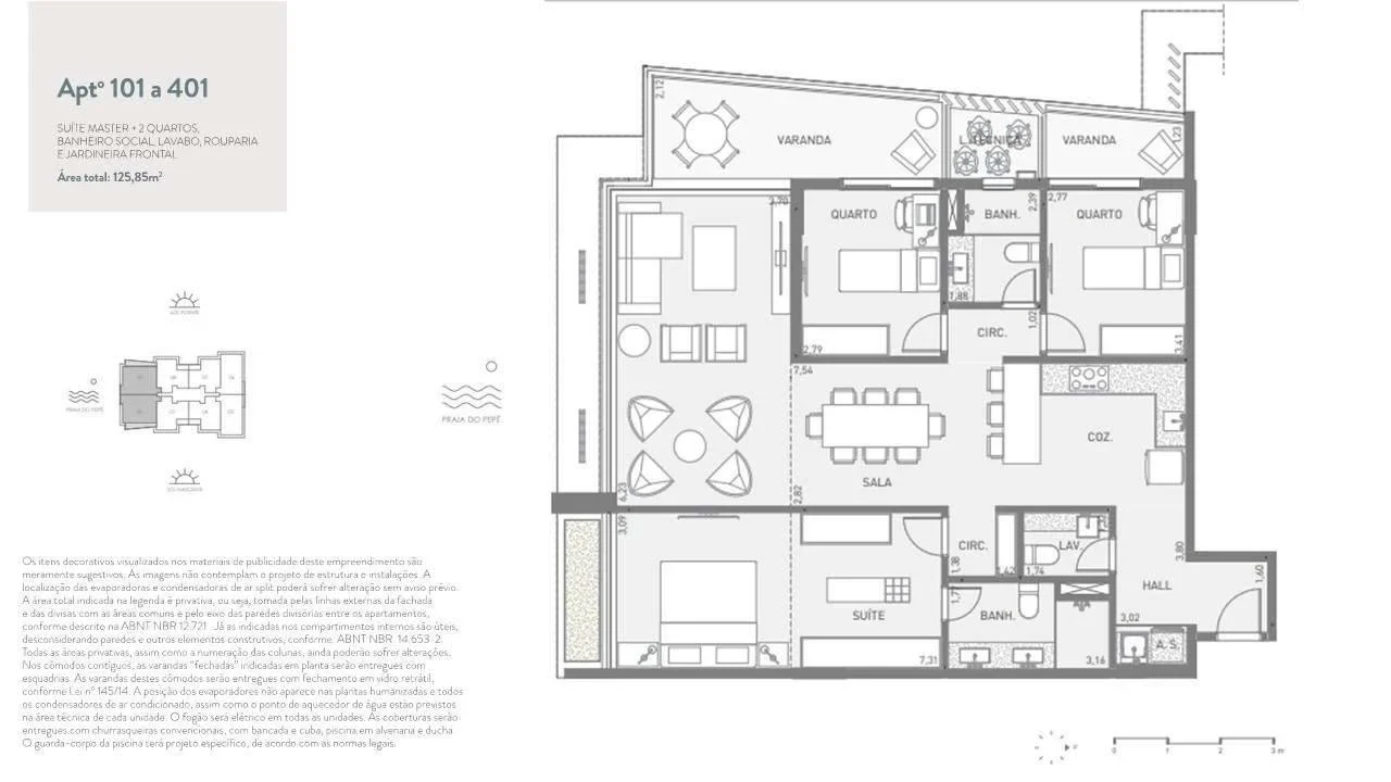 Planta: apartamento 102 do Signature