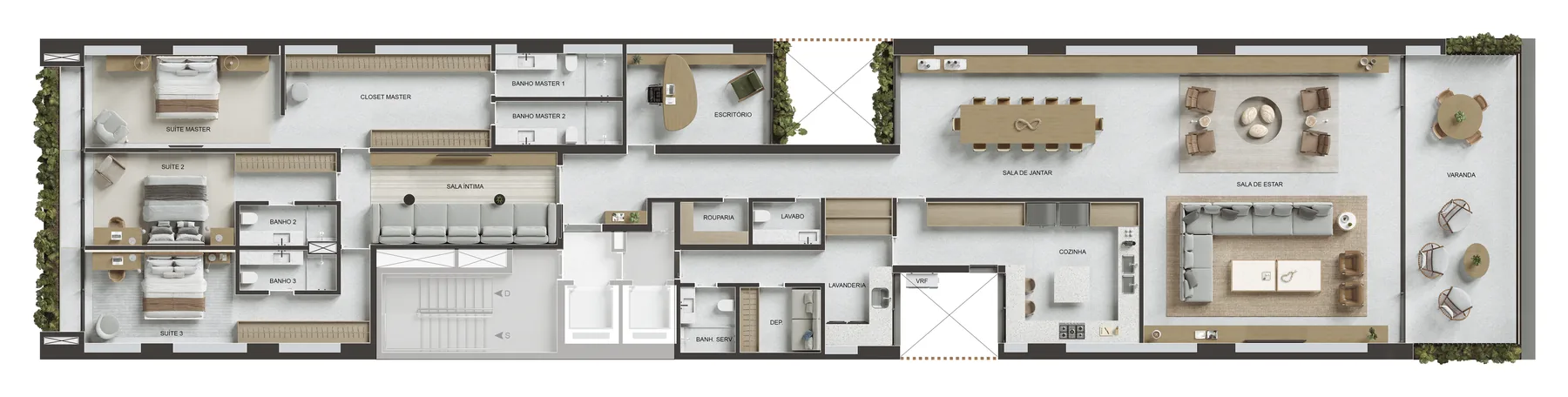 Planta humanizada: Apartamentos 401, 501 e 601 do VIE