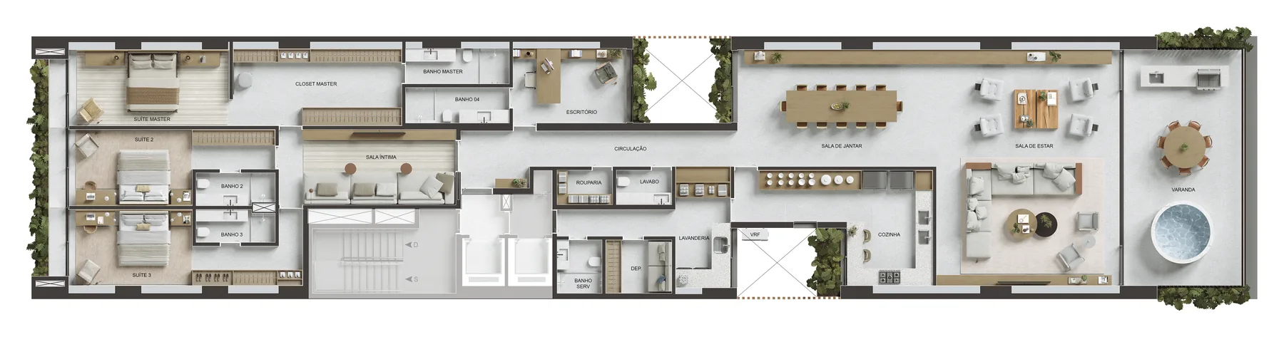 Planta humanizada: Penthouse 801 do VIE