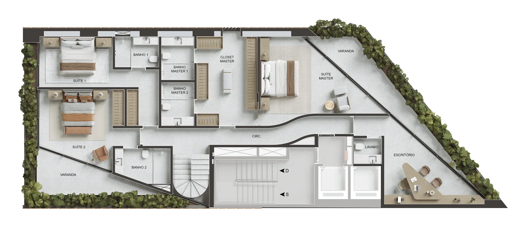 Planta humanizada: Penthouse duplex 901, 2º pavimento