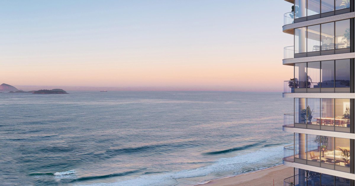 As varandas do Vista Ipanema com o mar ao pôr do sol