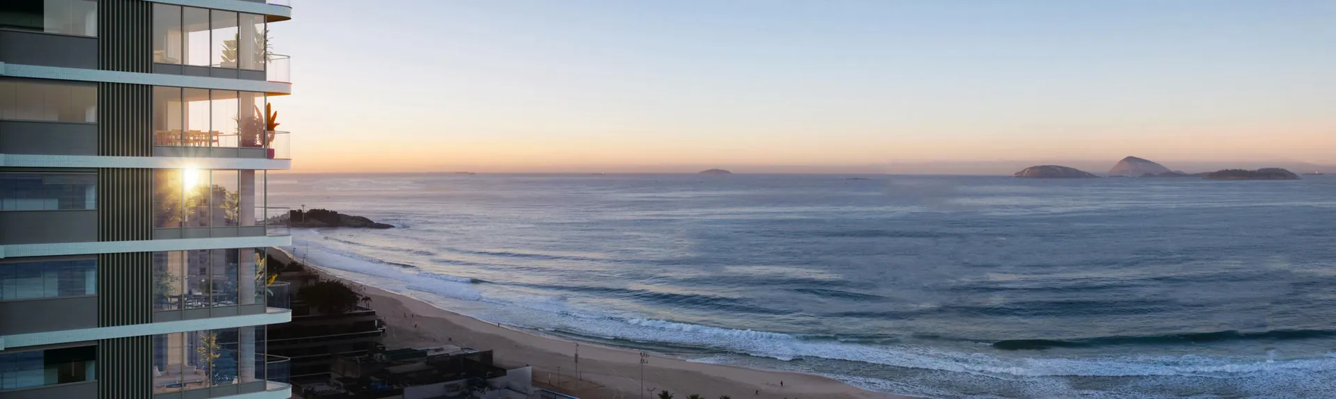 A praia de Ipanema vista das varandas do Vista Ipanema