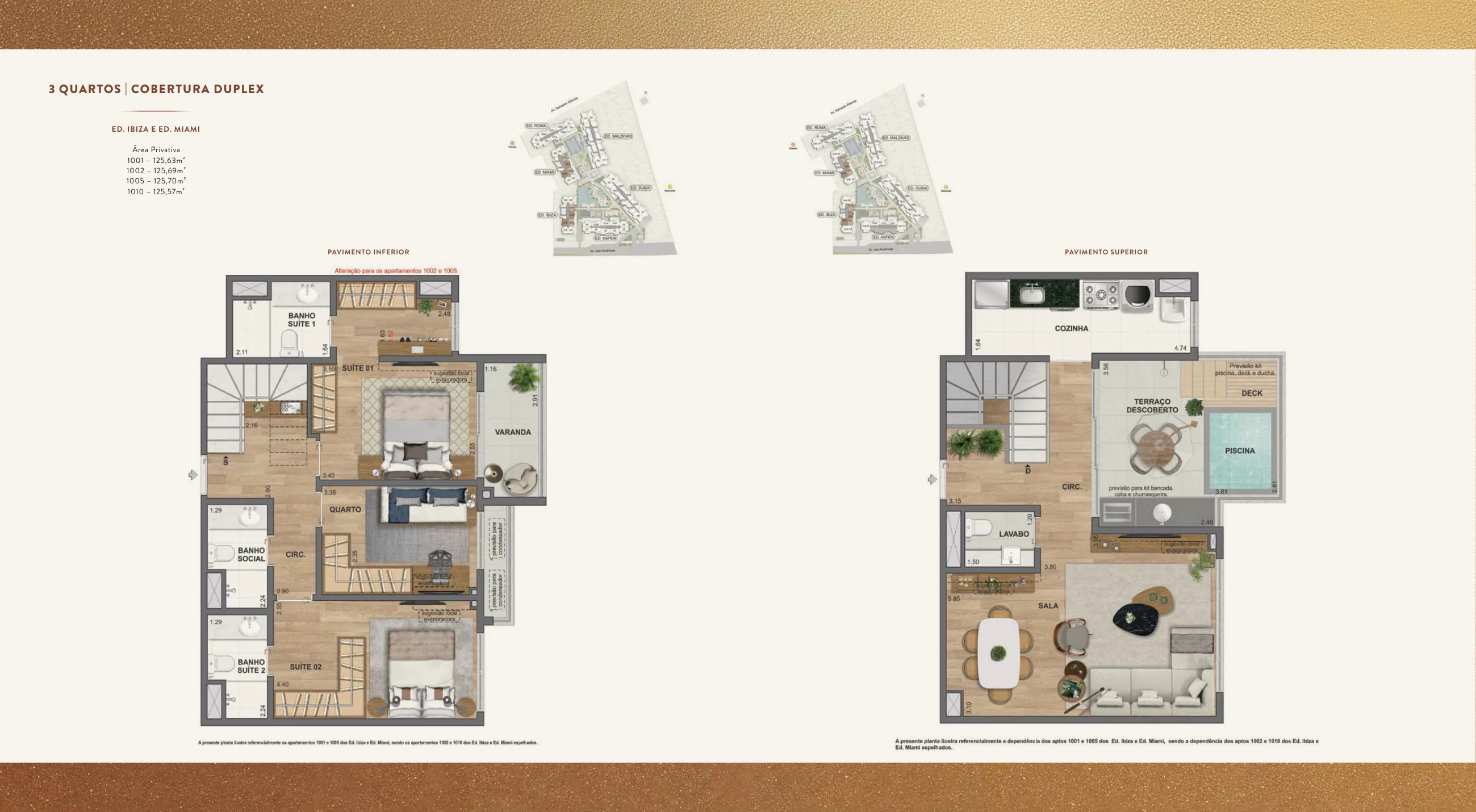 Planta humanizada: cobertura duplex de 3 quartos do We Barra
